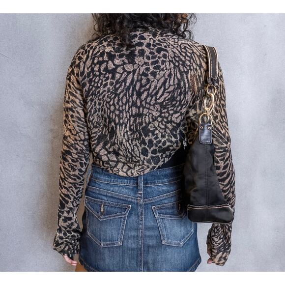 Vintage Y2K Love Tease NWT Animal Print Sheer Ruched Long Sleeve Shrug Large - Picture 2 of 9